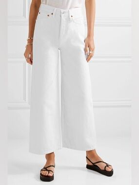 Re/Done White Extreme Wide Leg Cropped Jeans Sz 27